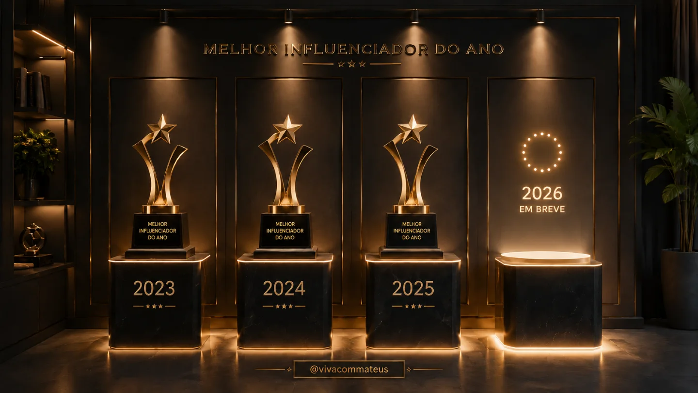 Sala de troféus — 3× Melhor Influenciador